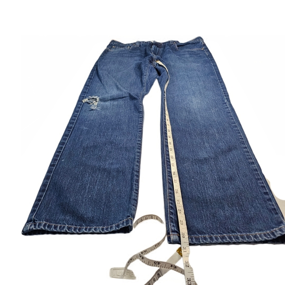 L.L. Bean Men's Indigo Distressed Standard Fit Jeans - Picture 9 of 12